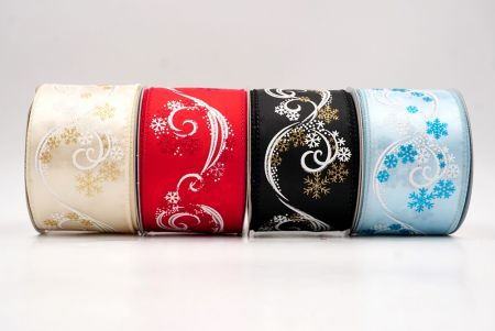 Glitter Swirl and Snowflake Christmas Wired Ribbon - Glitter Swirl and Snowflake Christmas Wired Ribbon